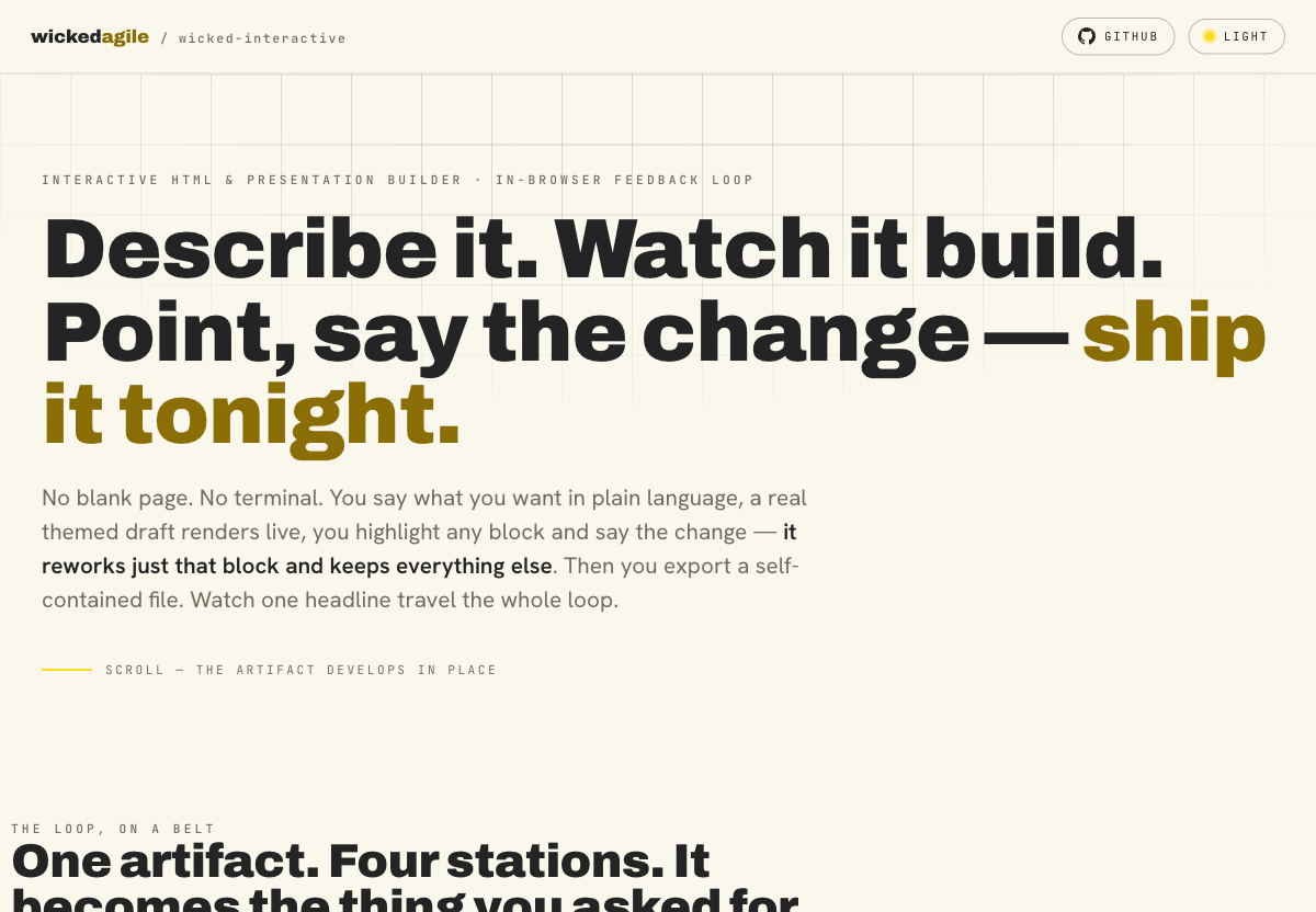 wicked-interactive — in-browser HTML presentation builder